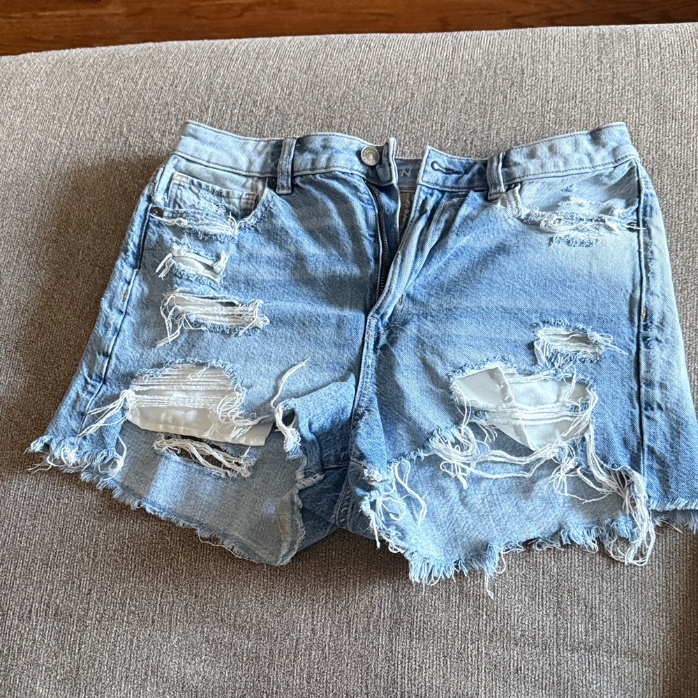American Eagle Outfitters Light Blue Distressed Jean Shorts